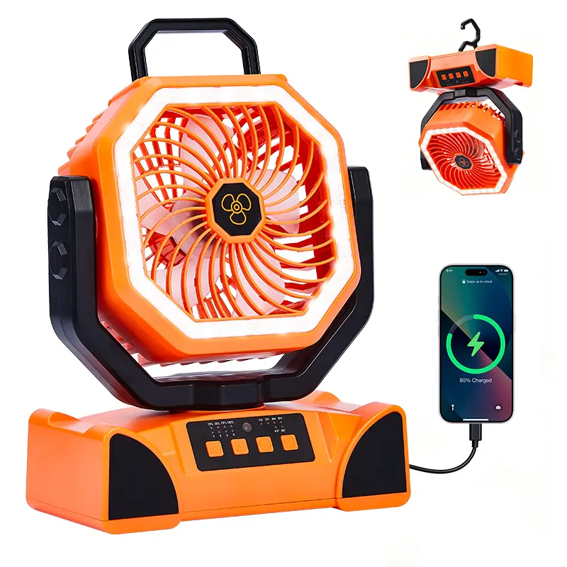 Qawtor  Outdoor Camping Emergency Fan - 2026 Upgraded 18000mAh Rechargeable, LED Light & , Lightweight with 360° Rotatable Hook,Camping Enthusiast,Easy to Carry,DealsforYouDays ,SummerWims