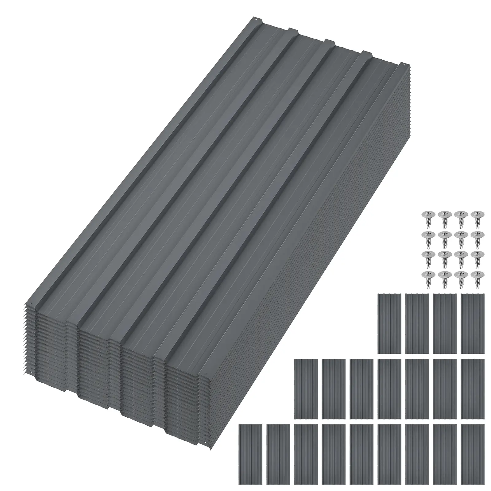 20-Pack Heavy Duty Corrugated Galvanized Steel Roofing Panels - Weatherproof Metal Sheets for Shed, Patio, Garage Roof Replacement