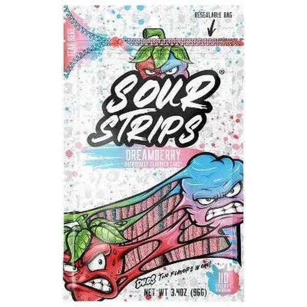 Dreamberry Sour Strips Candy - Soft, Fruity, Tangy Chewable Snacks with Bold Flavor, Tangy Sugar Coating, Chewy Textures, 3.4oz Daily Ambient Sugar-Infused Treat for Sharing