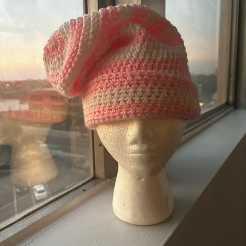 Blush Cloud Crochet Beanie