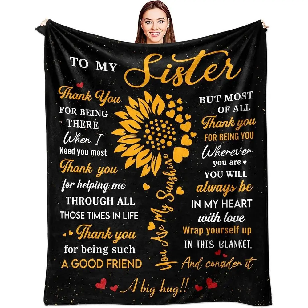 Gifts for Sister, Sister, Birthday Gift from Sis/Brother, Birthday Gift for Women, Sisters, Best Sisters, Gift Ideas, Blanket, Slogan Print Blanket, 60 x 50 Inches