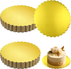 20pcs Gold Disposable Cake Boards - 6/8/10/ 12inch Round Paperboard Bases, Suitable For Cakes, Pizzas, Desserts, And Pastries - Oil-Proof, Moisture-Proof, Perfect For Christmas, Birthdays, Wedding Celebrations, Cake Baking Supplies, Bakeware.