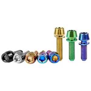 Wanyifa 6Pcs Titanium Ti M5 x 16 18 20mm Allen Hex Tapered Head Bolts With Washer Screw For Bicycle Stem