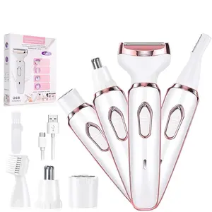 4 in 1 Women's Electric Hair Removal Device, Rechargeable Shaver Machine, Waterproof Trimmer Shaver for Nose, Underarm, Lip, Body & Eyebrow, Perfect Gift for Her