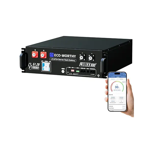 ECO-WORTHY Cubix100 48V 100Ah LiFePO4 Solar Rechargeable Lithium Battery with Bluetooth, UL1973 & UL9540A & CEC Listed, 5120Wh Server Rack Battery for Solar Energy Storage, Home Backup Power, Solar Rechargeable Battery