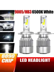 2-Pack Universal LED Headlight Bulbs, 80w 6000lm Super Bright, 6500k Xenon Light, Replace Halogen, Fits H4 H8/h9/h11 H7 9005 9006 Hb4 Hb3