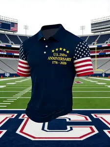 Men's Casual Sports Short Sleeve Polo Gym Shirt, 2026 Canada-Us-Mexico Football Pattern, Polyester Fabric, Breathable Regular Fit