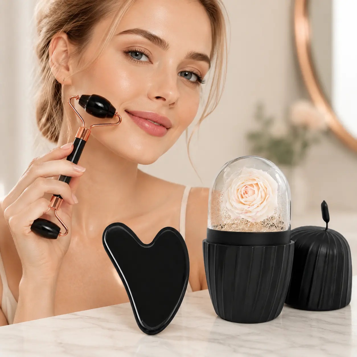 3-in-1 Ice Mold for Face and Eyes, Beauty Ice Roller, Gua Sha & Facial Roller Set, Reusable Cooling Facial Ice Cube for Face Massage, Soothing Skincare Tools, Beauty Gift for Women