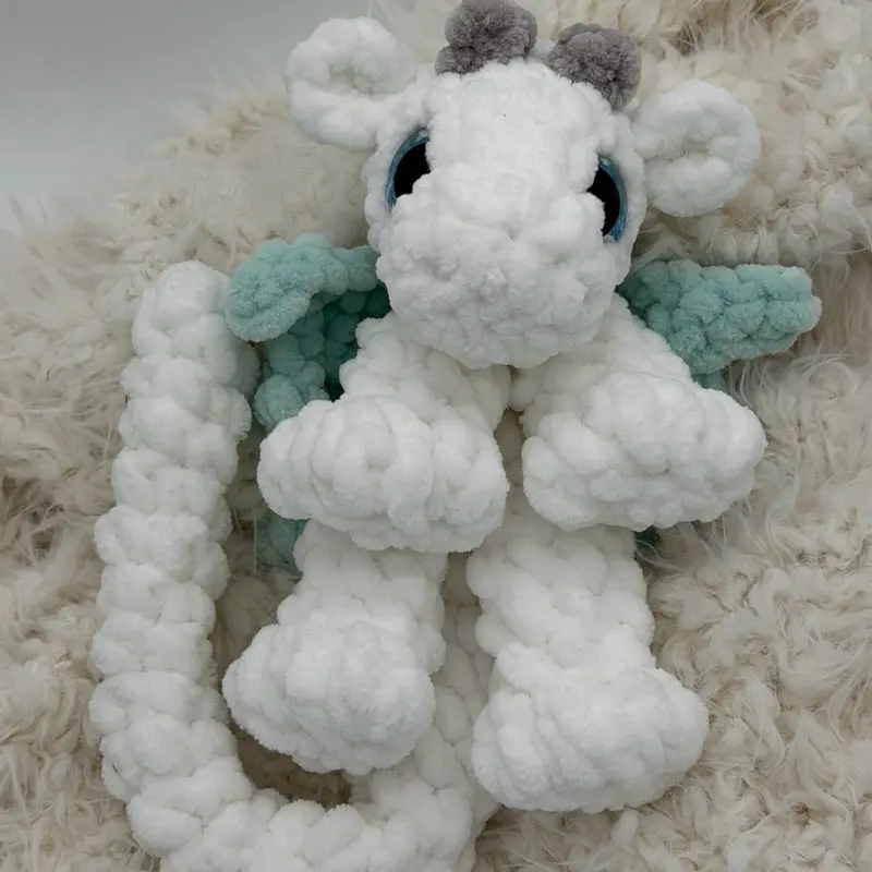 Crocheted Large White Lovey Dragon