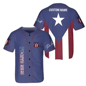 Custom Puerto Rico Baseball Jersey with PR Flag - Unisex Sports Jersey