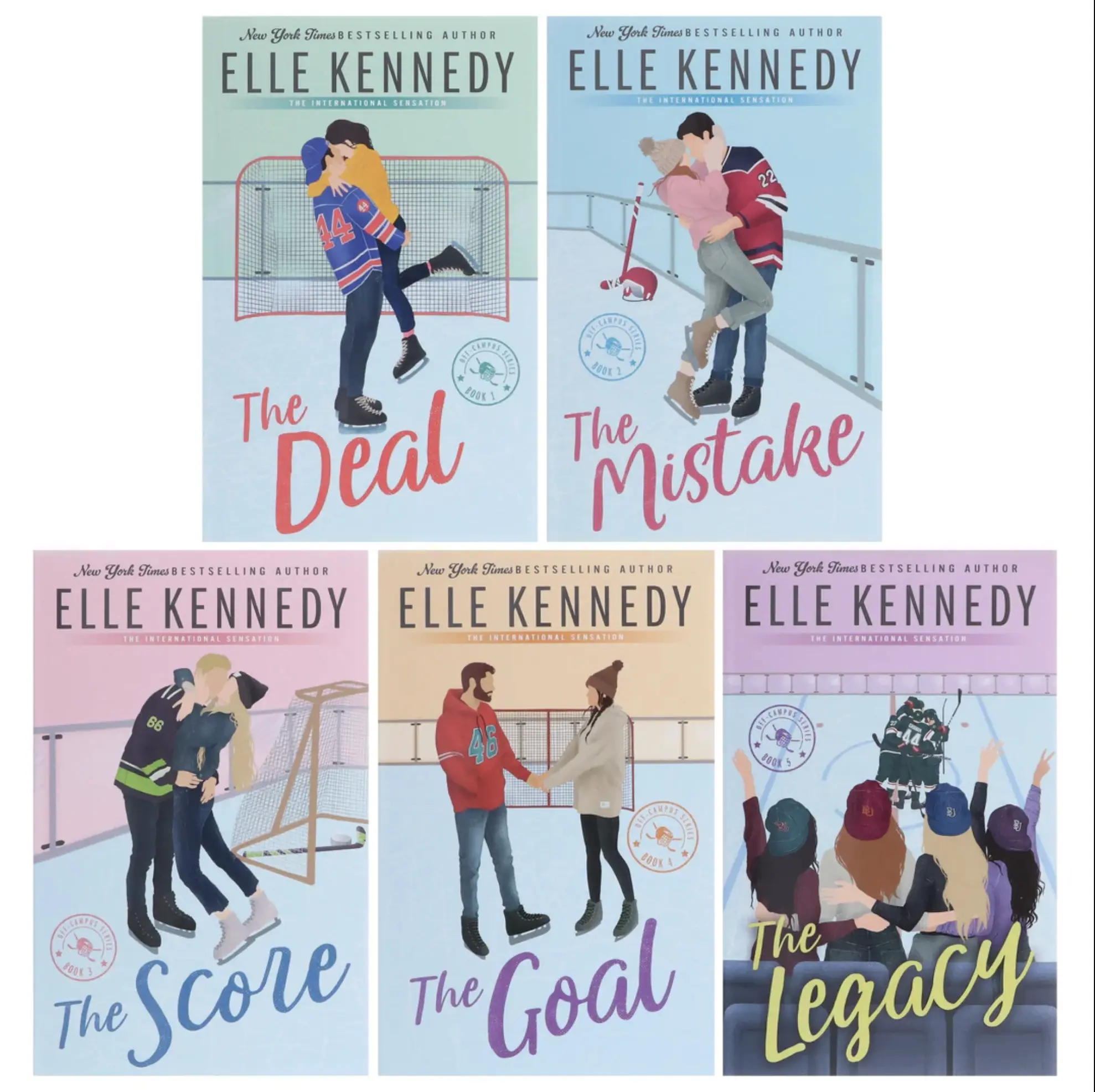 Off-Campus Series by Elle Kennedy, Individual Romance Novel, Deal Mistake Score Goal Legacy, College Sports Romance, BookTok Favorite