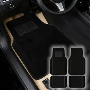 4pcs Heavy Duty Car Floor Mats - Carpet PVC & Flocking Full Set, Non Slip (with Anti-Slip Bottom Granules) Waterproof Universal Mats, All-Weather Protection for Trucks SUVs Vans, Easy to Clean & Protect Original Carpet, Essential Auto Interior Accessories