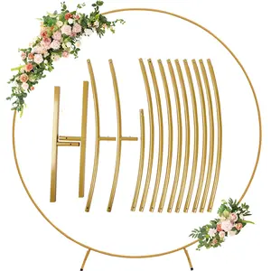 7.2FT Large Size Metal Round Balloon Arch kit Decoration, Wedding Birthday Party Gold Metal Circle Decoration, Graduation Decoration Baby Shower Photo Background