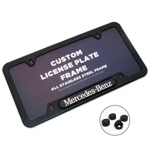 Black / Chrome Front or Rear Stainless Steel License Plate Frame Protect Cover Fit Mercedes-Benz Decorate Accessories Gifts