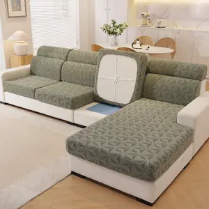 Individual Stretch jacquard Cushion slipcover, machine washable furniture protector with Elastic Edges, Snug Fit for various 1-4 seat sectional couch & sofa