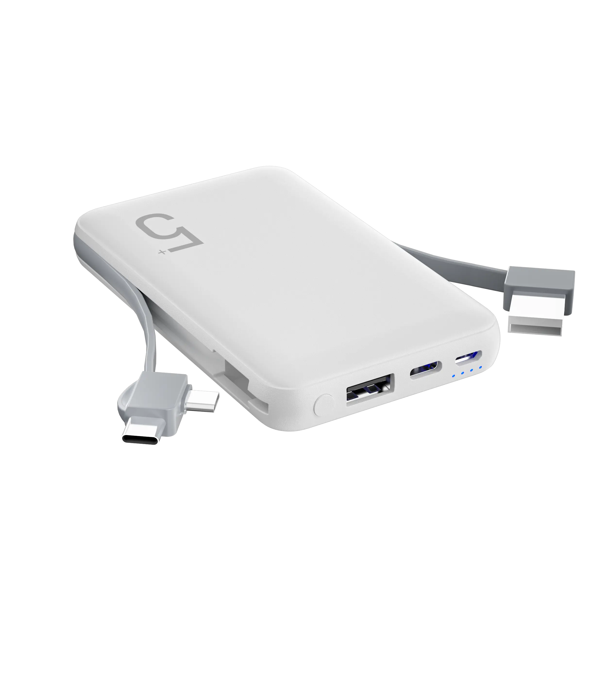 5000mAh Mini Capsule Palmsize Power Bank - 10W Fast-Charging USB-C Lightweight White Battery Pack, Ultra-Compact 5000-10000mAh External Batteries with Included Cable Accessories for iPhone & Android Device Charging