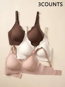 Women's Nursing Bra Set, Wireless Pregnancy Support Bras, Comfortable Seamless Design for Pregnant Mothers, Pregnancy Maternity Bra, 3 Piece Pack
