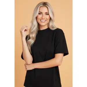 Solid High Neck Oversize Tee