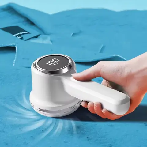 Fabric Shaver, Lint Remover Rechargeable, Electric Portable Sweater Defuzzer with 3 Speeds, 6 Leaf Blades, Digital LED Display to Remove Pilling for Clothes, Furniture, Sweater, Couch, Blanket