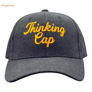 Crazy Dog T-Shirts Thinking Cap Hat Funny Sarcastic Joke Baseball Cap for Men & Women Black Standard Adjustable Snap Closure UV Protection