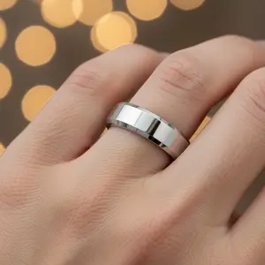 Mens Silver Shiny Polished Wedding Band, Women's Silver Wedding Ring, Promise Ring, Tungsten Carbide Band, Engagement Ring, Anniversary Ring