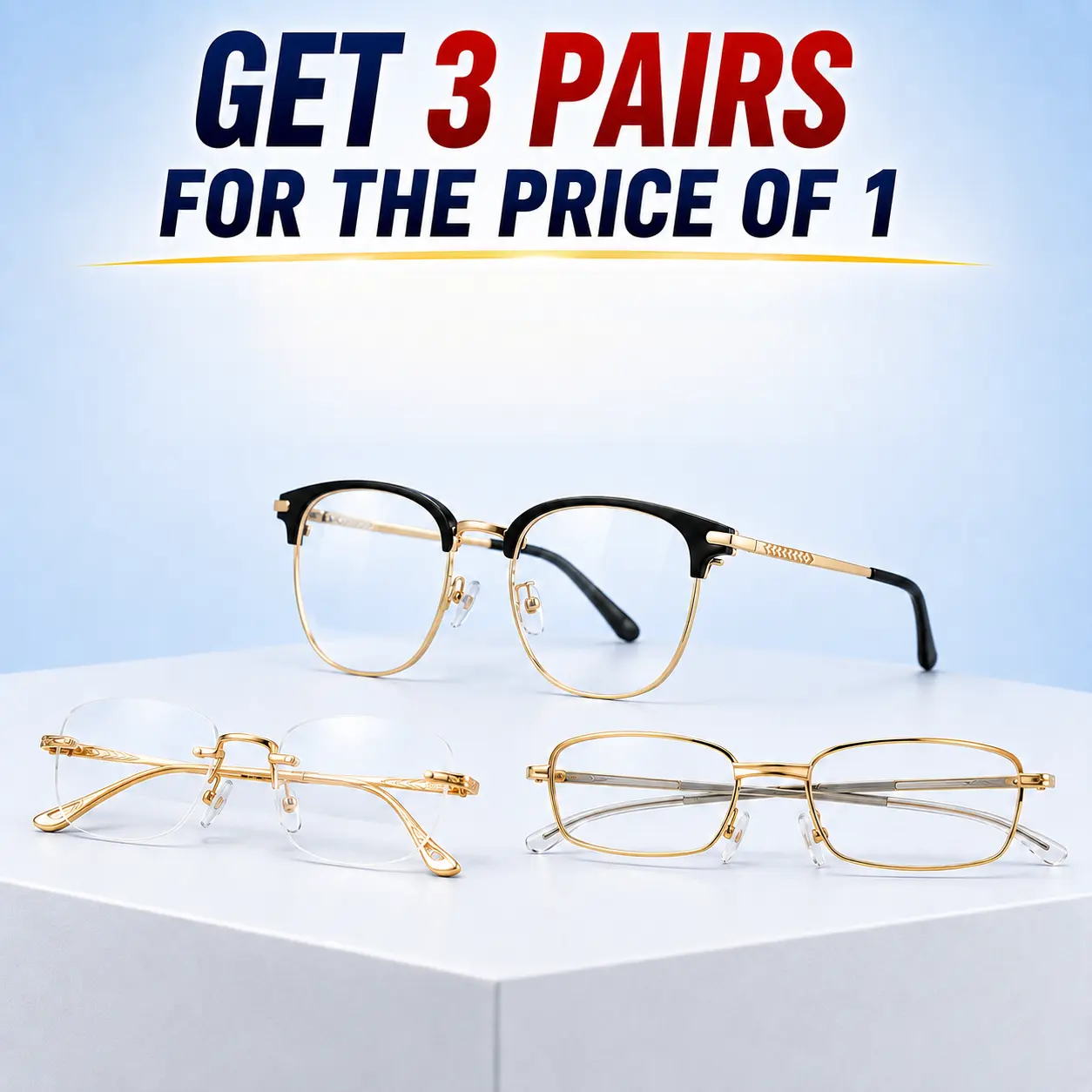 3-Pack +2.00 Diopters Non-Prescription Business Reading Glasses Set - Blue Light Filter, Photochromic Browline, Full Rim & Rimless Frames for Office Use Geometric Sunglasses daily screen transition lenses