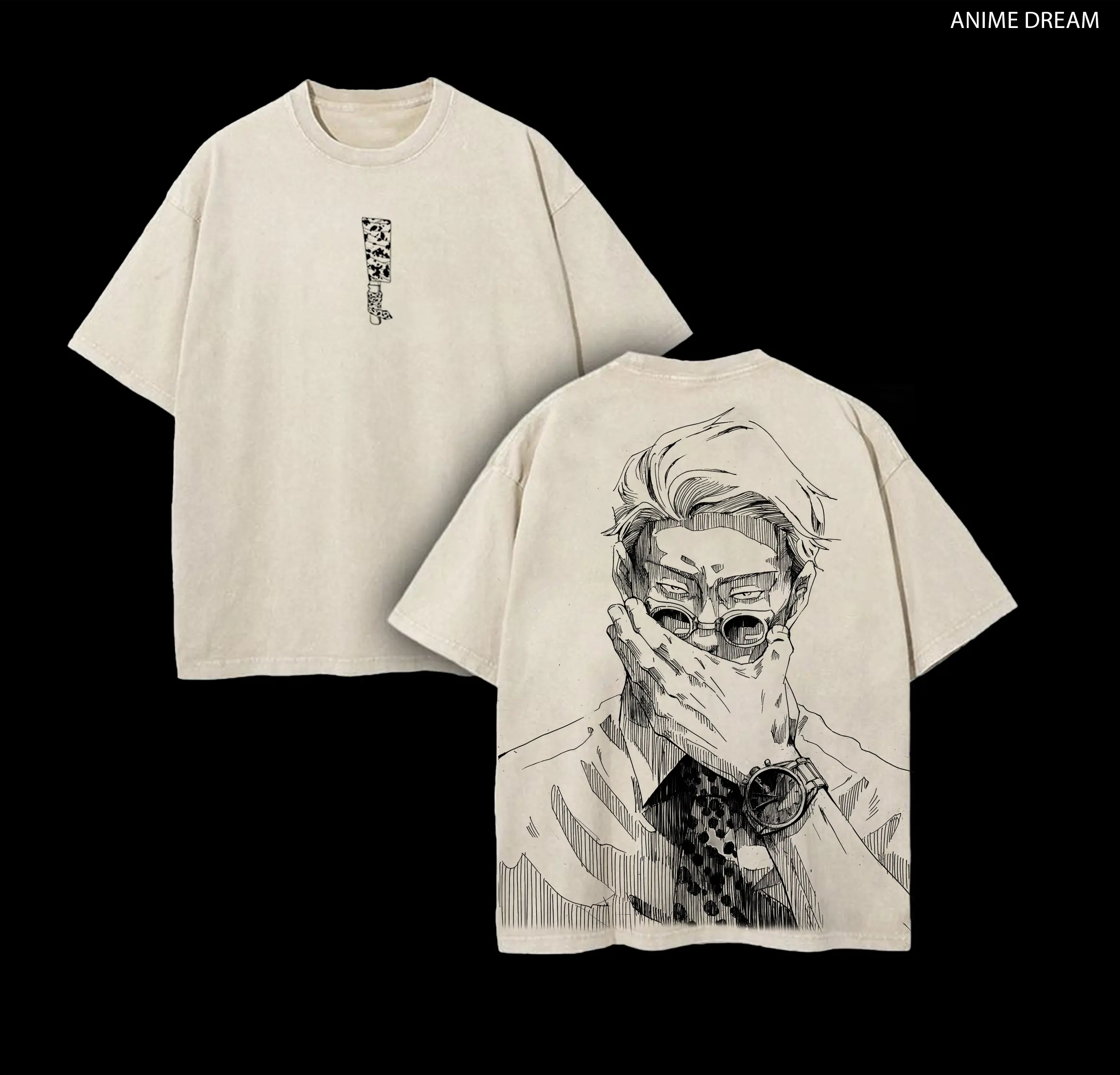 Nanami Kento - JJK Anime Double Printed Vintage Washed Tee Unisex Oversize Anime Manga Washed Heavyweight Cotton T-shirt, Gift For Anime Fan, Anime Lover