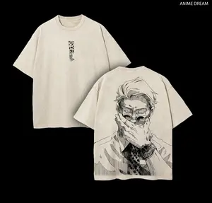 Nanami Kento - JJK Anime Double Printed Vintage Washed Tee Unisex Oversize Anime Manga Washed Heavyweight Cotton T-shirt, Gift For Anime Fan, Anime Lover