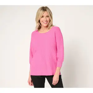 Belle by Kim Gravel Luxe Textured 3/4 Sleeve Sweater