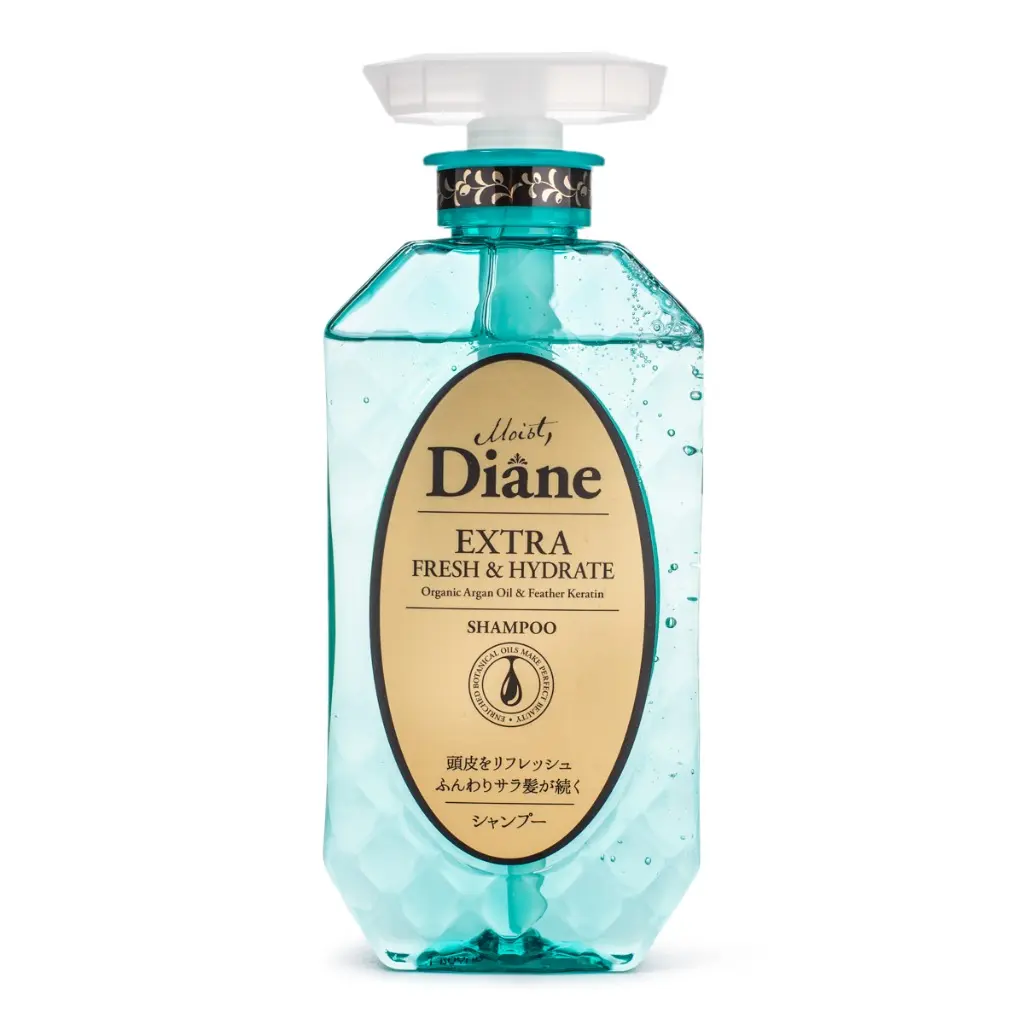 Moist Diane Perfect Beauty Extra Fresh Shampoo - Japanese Haircare Cleanser (450ml) with Cactus & Mango Oil, Lychee Lift, Refreshing Neroli Scent, Cooling Lather Refreshes, Hydrating Anti-Dandruff Scalp Care for Voluminous Hair