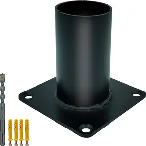 Heavy Duty 3 Inch Black Metal Pier Mount Base, 3" Pier Mount Adapter Outdoor Post Bracket for Post Light, Mailbox, Light Pole and Flagpole