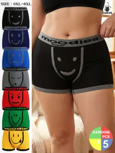 Women's Smile Expression Briefs, Comfortable Breathable Seamless Elastic Shorts, Panties, Multiple Sizes Available (0xl-6xl), Fun Gift Idea, Summer