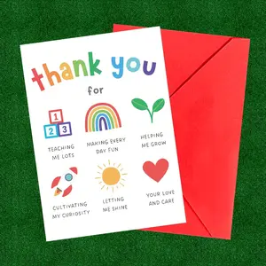 Unique Teacher Thank You Card, Colorful Cartoon Design, High-Quality Paper, Perfect Gift for Birthday & Special Events