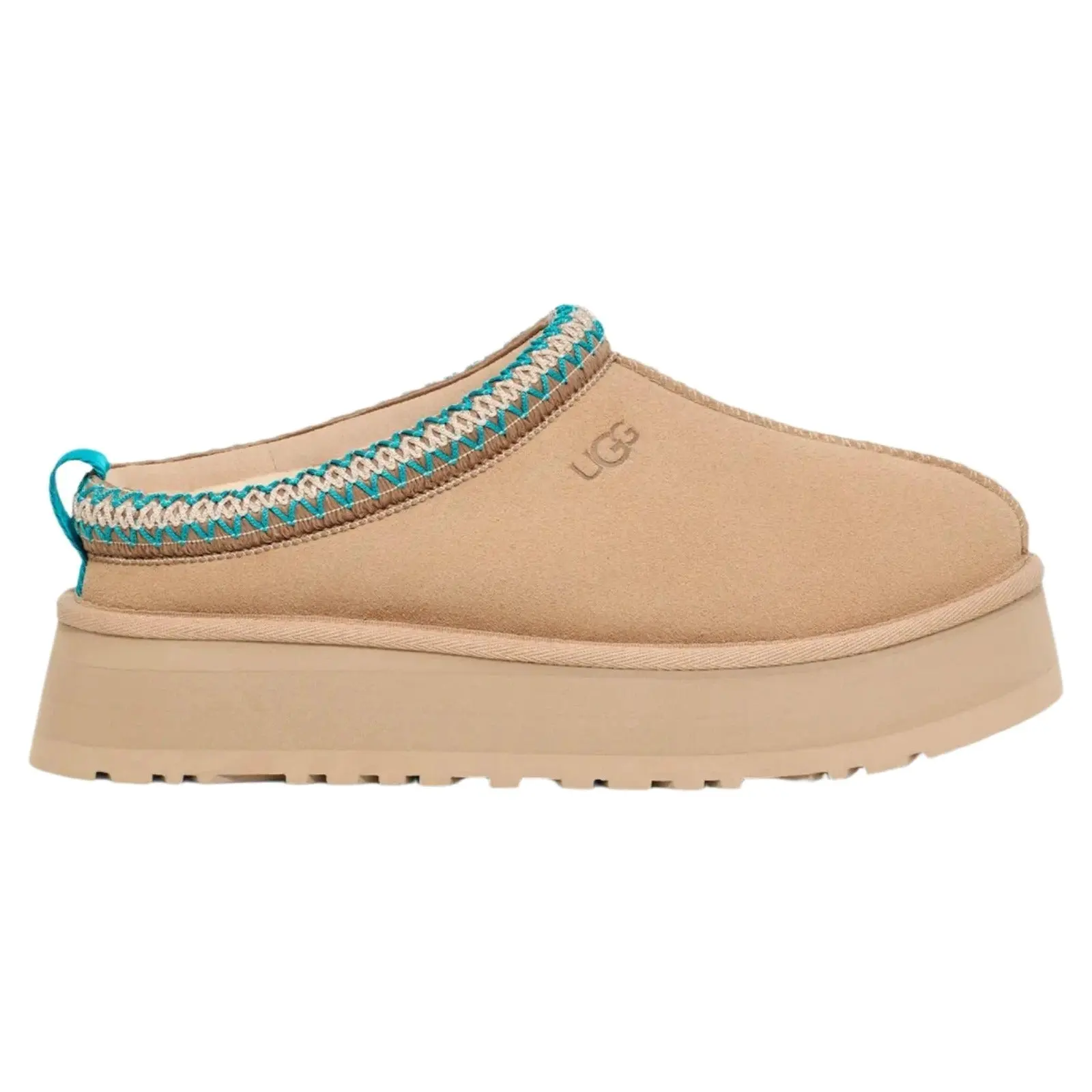 UGG Women's Tazz Suede Platform Slipper - Driftwood White Pepper, Brand New, Cozy Warm Fuzzy-Lined Slip-On, Plush Casual Wear, 100% Authentic, Ready To Ship, US W 10, Size Note: Subtract 1 Size, Authenticity & Availability