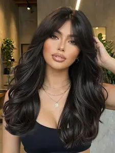 Women's Bangs Wave Curl Wig, High Temperature Fiber Synthetic Hair, Daily Wear Heat Resistant False Hair, Suitable for Women, Machine Made Wig, Loose Wave Wigs