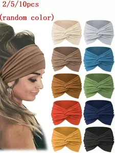 2/5/10pcs African-style wide headband for women, elastic and non-slip headscarf, suitable for women's sports, autumn and winter, bohemian style yoga headband, women's vacation hair accessory, elegant scarf, soft headscarf, Training Headband