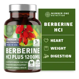 Number One Nutrition Berberine HCl Plus 1200mg Capsules - Supports Immune Function & Digestive Health, Made in USA, 120 Capsules Total