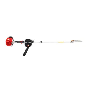 43cc Gas Pole Chainsaw 12 Inch Bar, Telescopic 11.5ft Tree Trimmer Pruner Manganese Steel for Garden Yard Branch Cutting, Professional Red