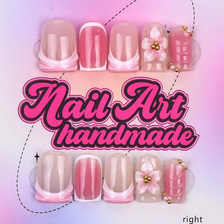 Y2K Style Duckbill Nails, Handmade Press On Wearable Nails, Party Nails, Glitter Decorative Nails, Nail Extensions, 4 Sizes XS-S-M-L, Perfect for Parties, Dates, Gifts for Women, Includes Jelly Glue, Pusher, File