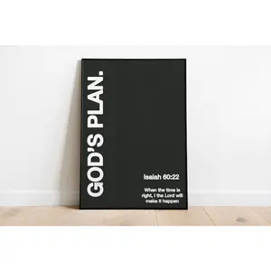 Gods Plan Minimal Christian Bible Verse Isaiah 60:22 Faith Christianity Religion Jesus | Wall Art Room Decor | Canvas Poster Framed Printed