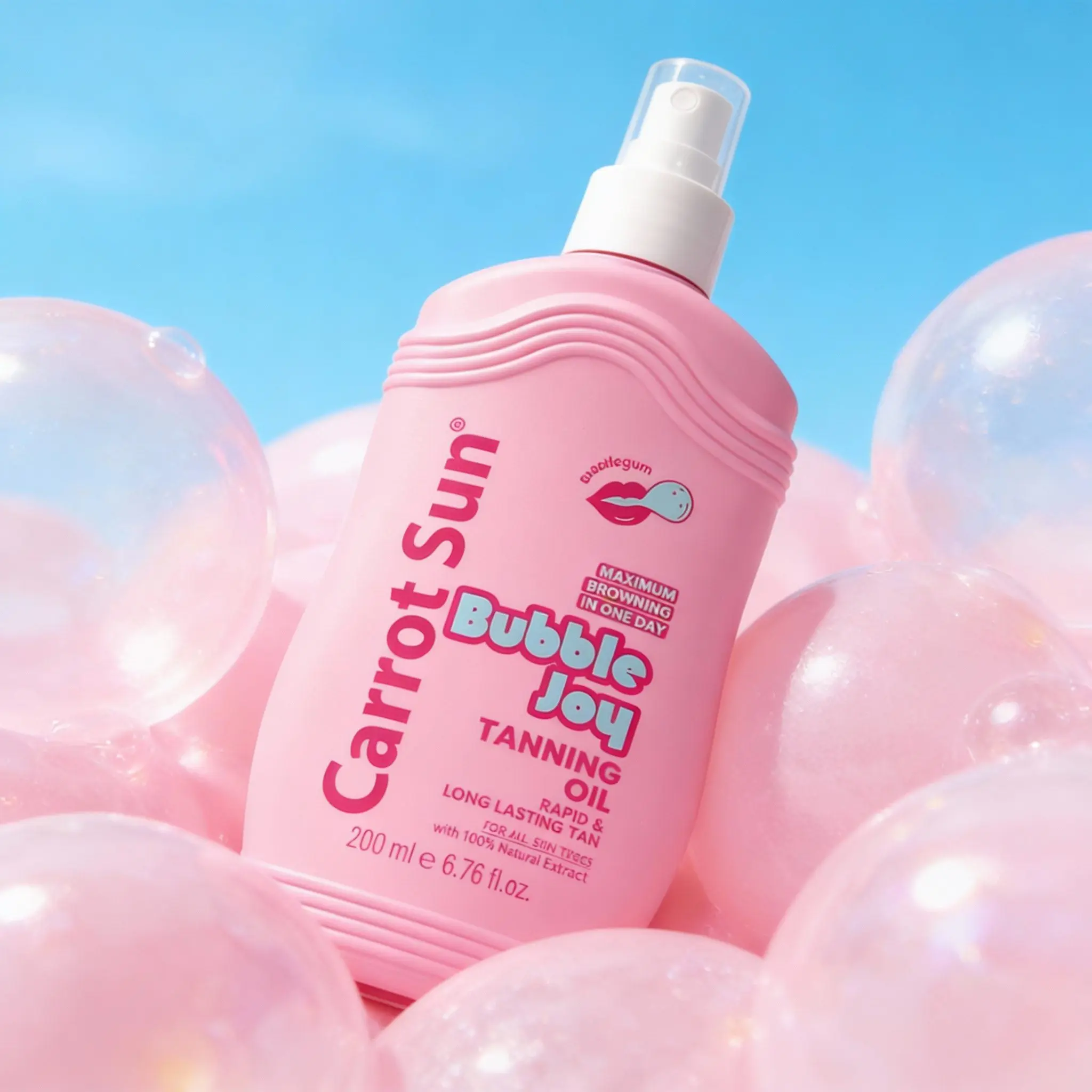 Tanning Oil Mist for a Radiant Golden Tan | Lightweight Body Care Spray with Carrot Oil & Beta-Carotene, Sweet Bubble Scent, 200ml, Spray-On Tan Body Self-Tanners
