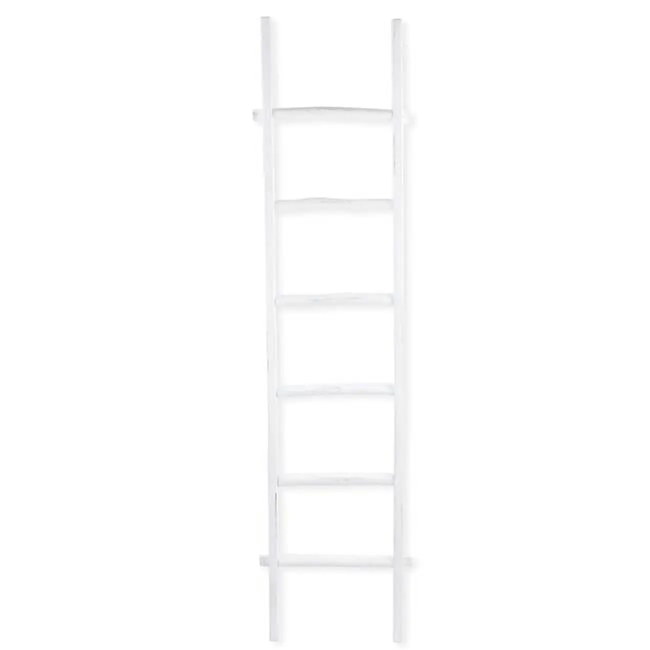 Cheungs 5818WT Handcrafted Rustic White Wood Ladder - Farmhouse Accent Piece, Natural Wood Home Improvement Building Supply, 17.75" W x 2" D x 76.25" H