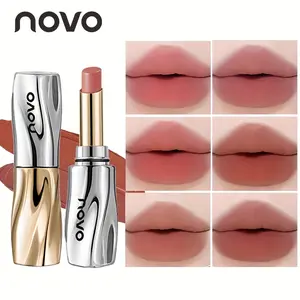 novo Velvet Matte Lipstick - Long-Lasting Waterproof & Smudge-Proof, Non-Stick Cup, Dual Use for Lips & Cheeks, All-Day Wear, Individual Lipsticks - Suitable for All Light Beige Types Including Sensitive,Sleek Packaging,Beauty Enthusiasts