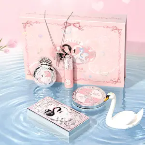 5Pcs/set Cosmetic Sets Ballet Makeup Gift Box Cheek Blush Red Lip Glaze Eye Shadow Professional Concealer Bronzer All In One Girl Gift