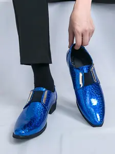 Men summer business office casual shoes Closed patent leather pointed toe stylish design perfect for parties and nightclubs Rubber