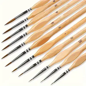 11pcs micro detail brush set, brush set, gourd handle - suitable for acrylic painting, Art Drawing, miniature models, building shapes, high-quality fine and precise brushes, suitable for artists