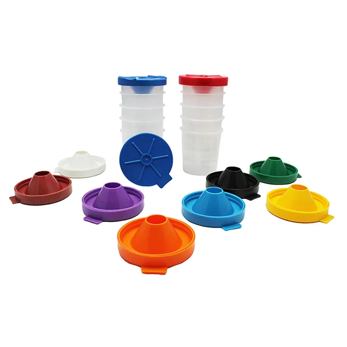 212 MAIN Disposable No-Spill Paint Cups, Dual-Lid Storage Cups - 10 Per Pack, 2 Total Packs for Office & School Supplies