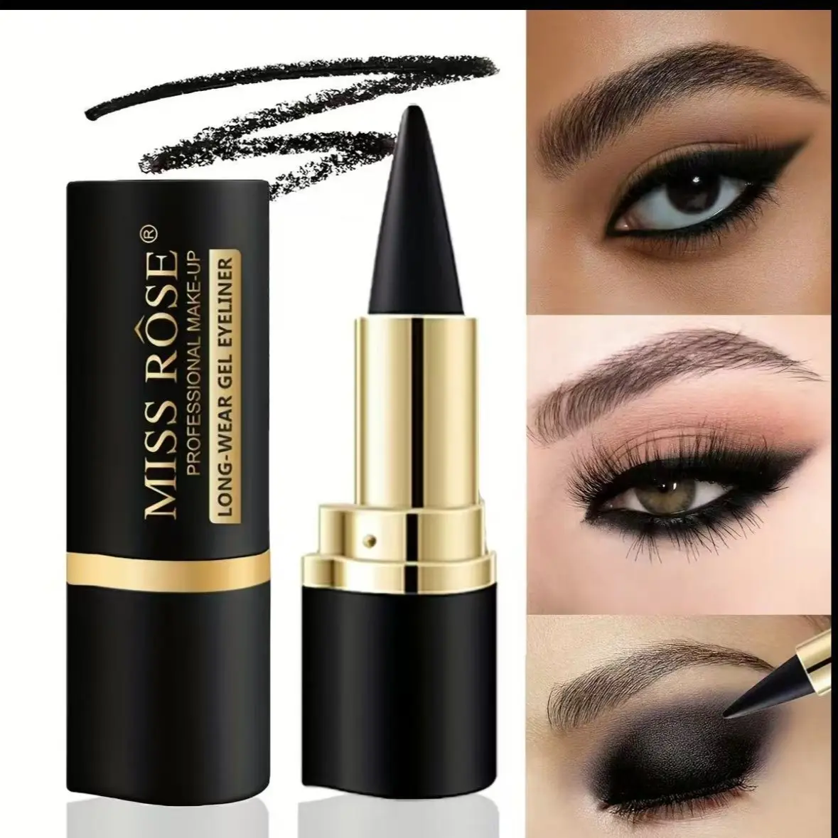 Multifunctional Solid Waterproof Eyeliner Pencil, High-Pigment Eyeliner & Lip Liner, Long-Lasting Smudge-Proof Smooth Application, Ideal for Beginners, Eye Makeup Products