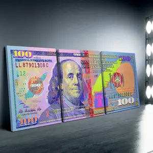 3 Counts/set Framed Pop 100 Dollars Bill Office Graffiti Wall Art, Home Decor Accessory, Money Inspirational Canvas Posters, Motivational Dollar Cash Wall Decor, Artwork Wall Painting For Gift, Wall Picture for Living Room, Bedroom, Ready To Hang