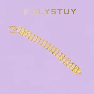 《YNW04》18mm Textured Link Bracelet, 21cm Length, Secure Clasp Accessory